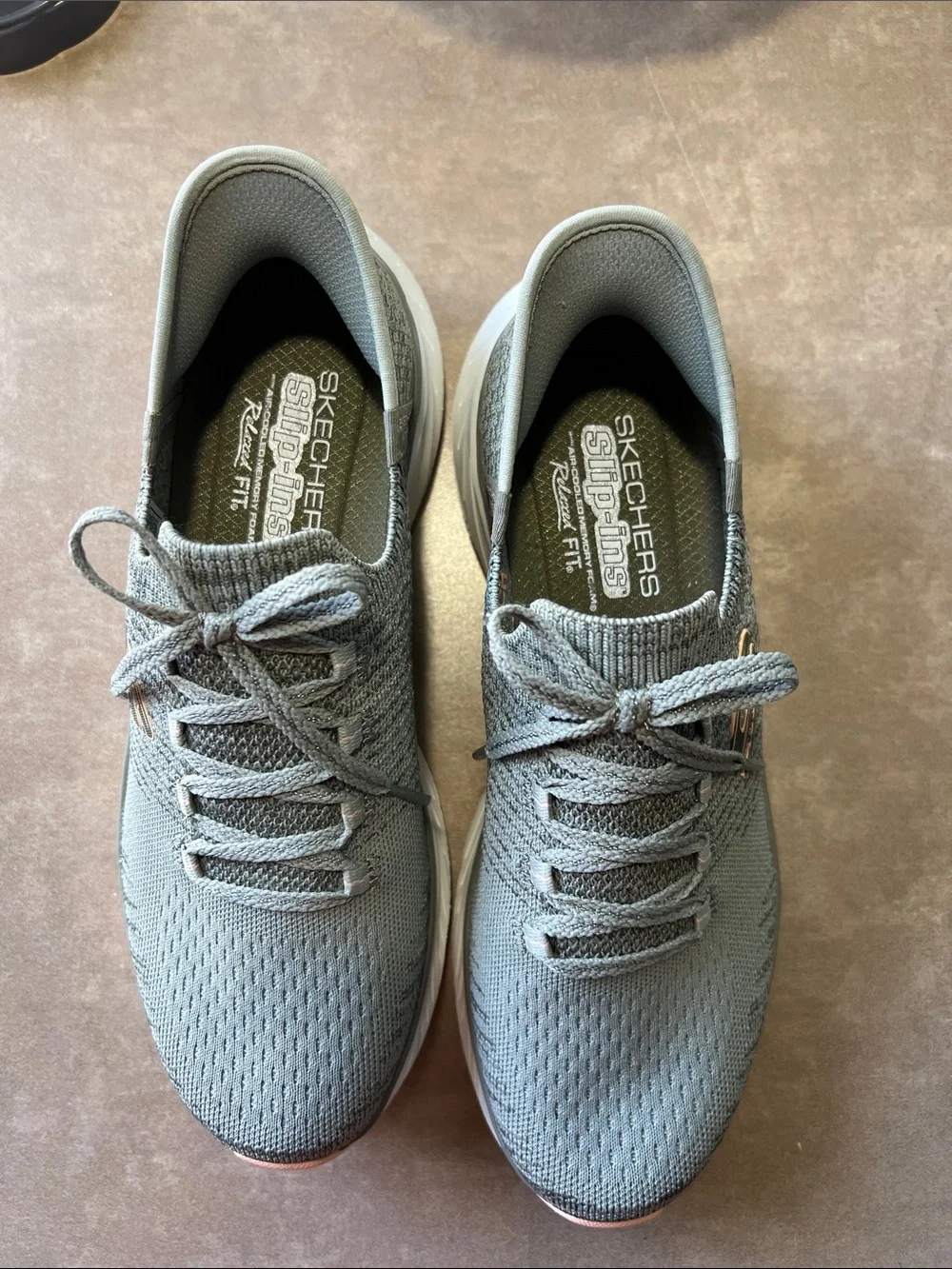 Skechers Men's Light Gray Knit Slip-On Athletic Sneakers
